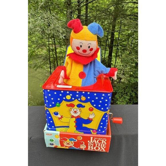 New 1997 Schylling Original Jester Clown Jack In The Box Musical Pop Up Toy A78